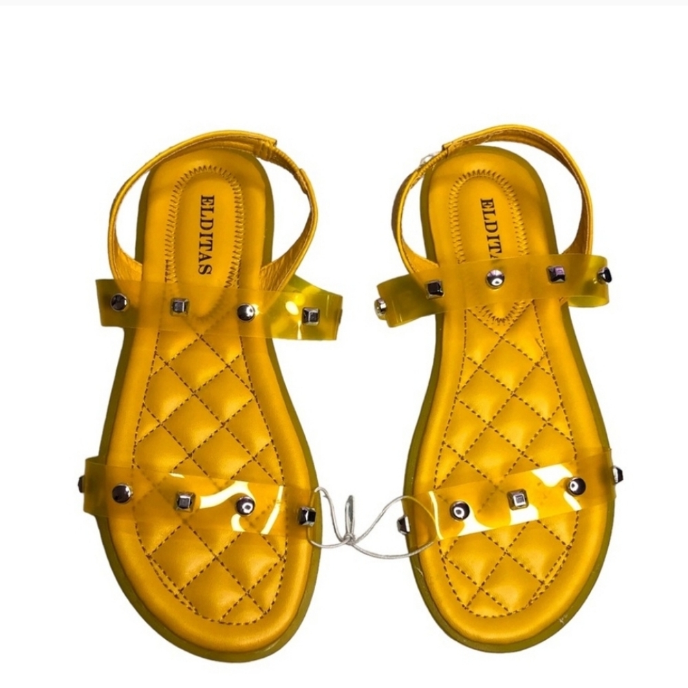 (Ew)Elditas yellow summer open studded sandals